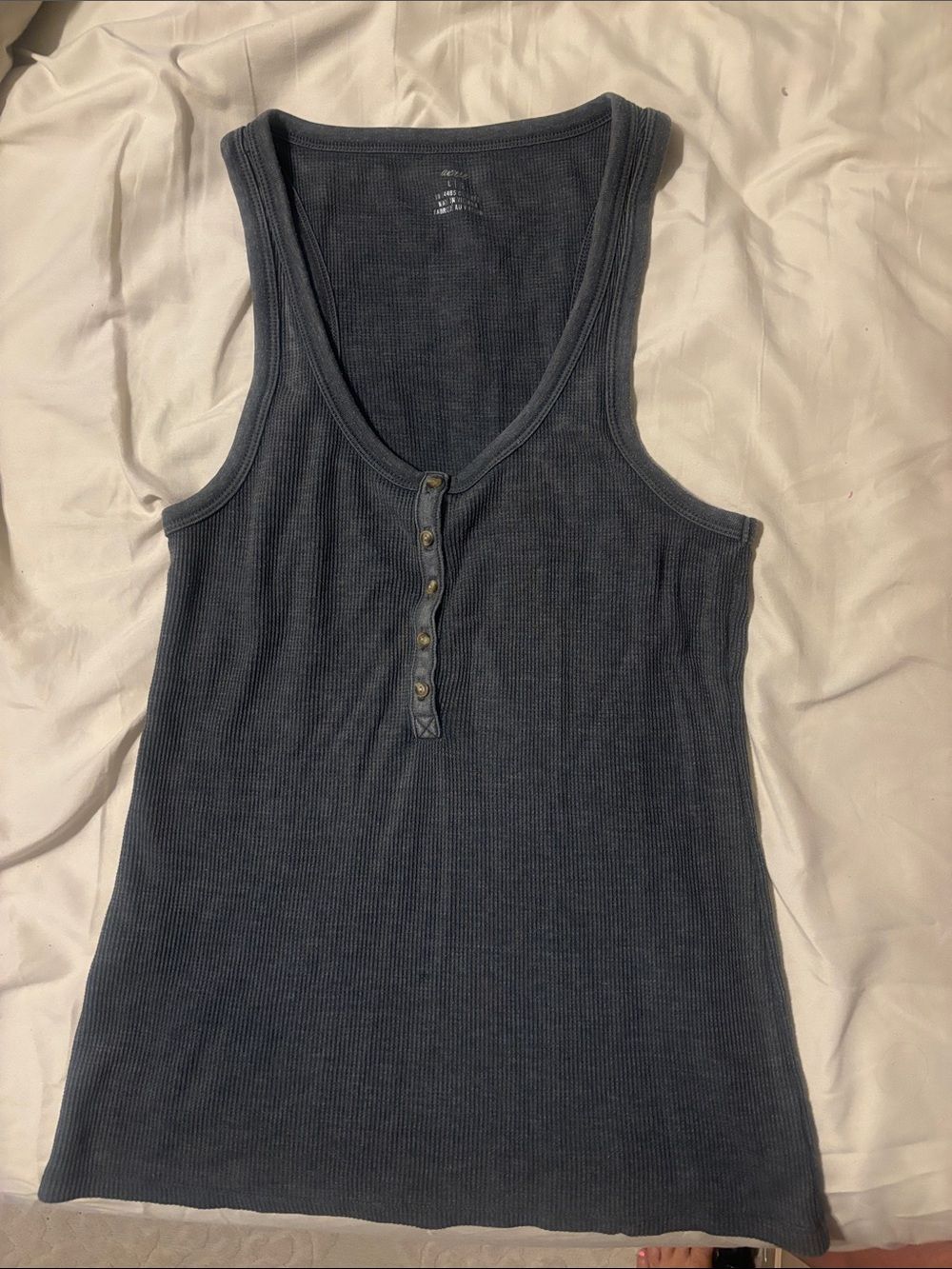Aerie Women’s Ribbed Henley Tank Top - Dark Charcoal